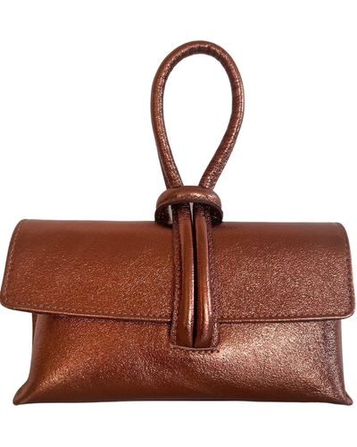 Cult Moda Single Handle Wristlet Crossbody Bag In Bronze - Brown