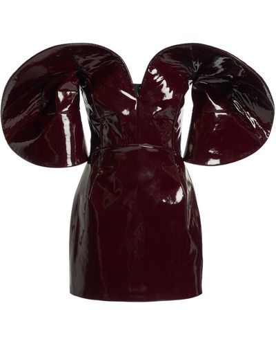 Del Core Round-shoulder Eco-leather Mini Dress - Red