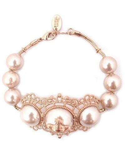 Vivienne Westwood Isolde Large Pearl Gold Bracelet Regular - Pink