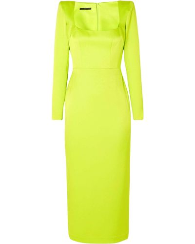 Alex Perry Manor Strong-shoulder Midi Dress - Yellow