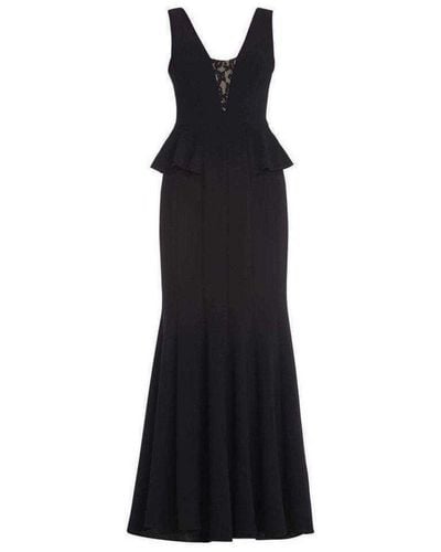 BCBGMAXAZRIA Silvia Sleeveless Peplum Long Dress - Black