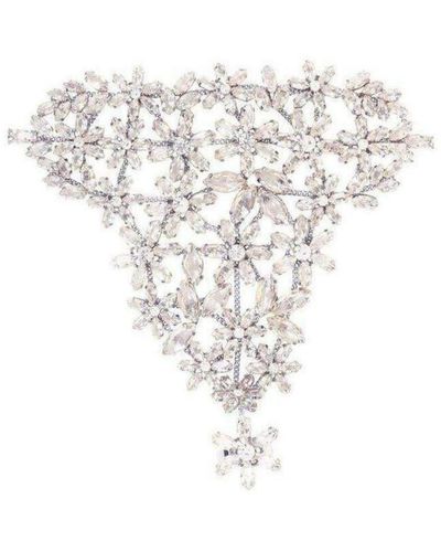BCBGMAXAZRIA Floral Stone Hand Chain Bracelet - Metallic