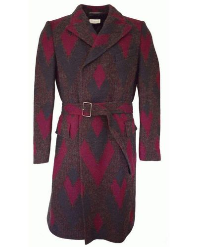 Dries Van Noten Zigzag Wool Coat - Red
