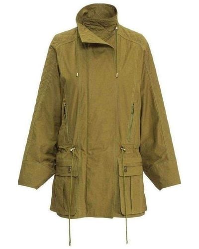 Balmain Cotton Quilted Trench Coat - Green
