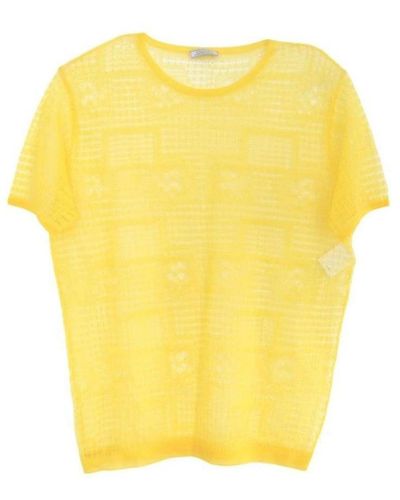 Nina Ricci Yellow Silk Sheer Fine Knit T-shirt