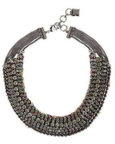 BCBGMAXAZRIA Stone And Thread Collar Necklace - Gray
