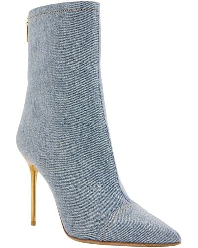 Balmain Skye Denim Ankle Boots - Gray