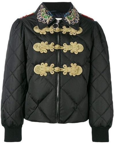 Gucci Embroidered Quilted Bomber Jacket It 38 (us 2) - Black