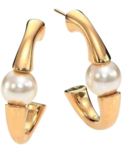 Chloé Darcey Swarovski Pearls Plated Brass Half Hoop Earrings - Metallic