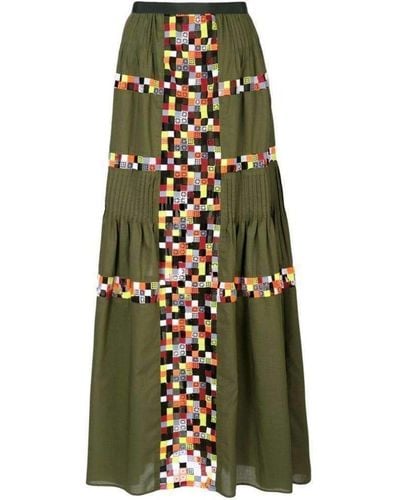 Sacai Military Embroidered Long Skirt - Green