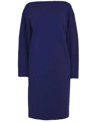 Alaïa Wool Midi Dolman Long Sleeve Dress - Purple