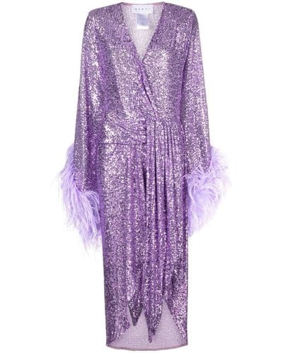 Nervi Feather Sequinned Dress - Purple
