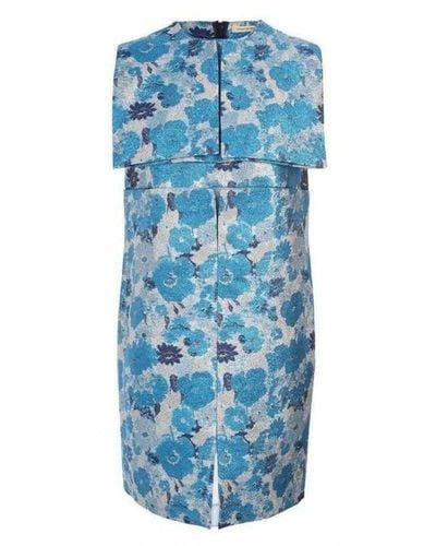 Christopher Kane Silk Brocade Organza Dress - Blue