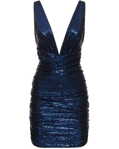 Alexandre Vauthier Sequinned V-neck Mini Dress - Blue