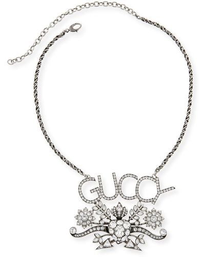 Gucci Guccy Crystal Necklace - Metallic