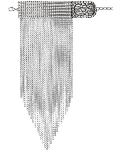 Gucci Crystal-embellished Fringe Bracelet - Gray