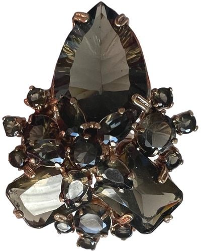 BCBGMAXAZRIA Oversized Smoke Crystals Ring - Black
