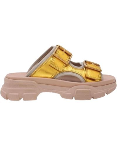 Gucci Leather Chunky Slide Sandals - Multicolor