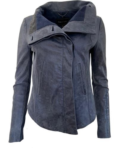 BCBGMAXAZRIA Moto Blue Leather Jacket