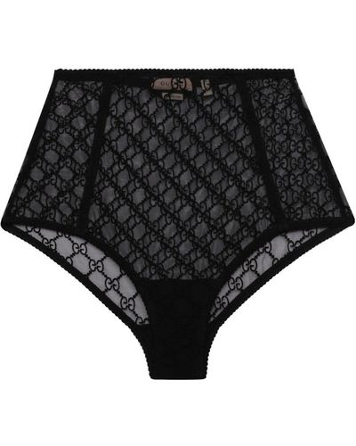 Gucci GG Embroidered Tulle Briefs - Black
