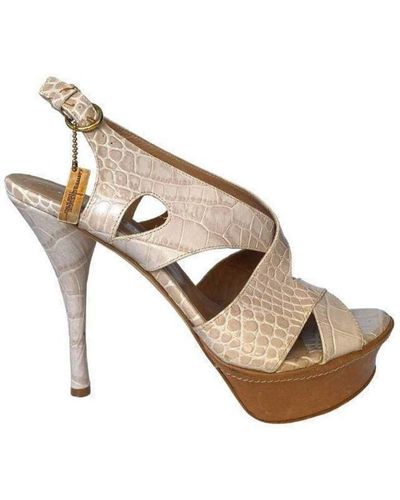 Latitude Femme Leather Platform Sandal Shoes - Natural