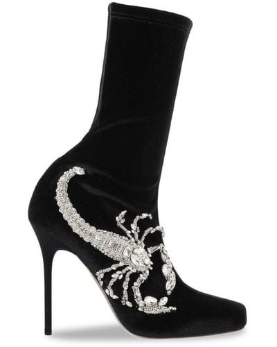 Balmain Scorpion Embellished Sock Boots - Black