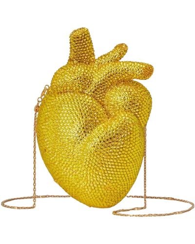 Gucci Gold Broadway Heart Crystal-embellished Clutch Bag - Yellow