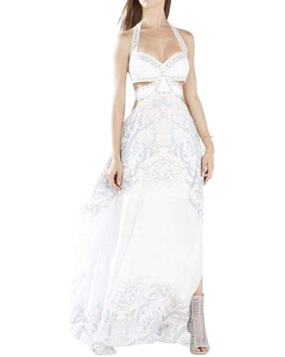 BCBGMAXAZRIA Cutout Cascade Dress - White