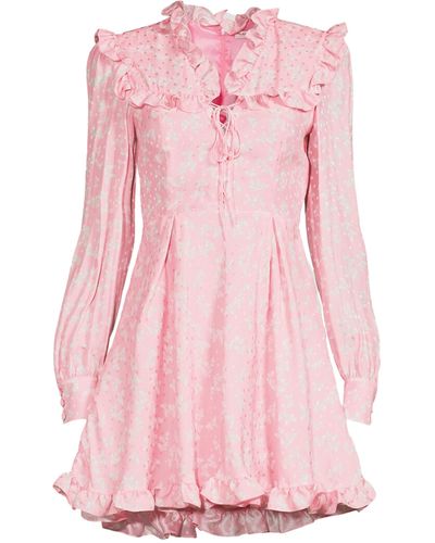 Alessandra Rich Butterfly Jacquard Silk Mini Dress - Pink