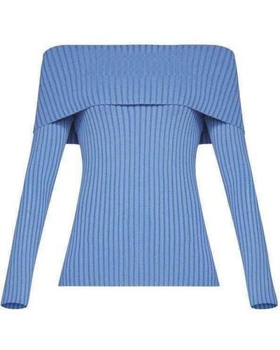 BCBGMAXAZRIA Risa Off-the-shoulder Sweater - Blue