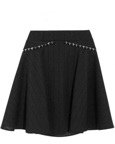 Versace Flared Embellished Stretch Woven Skirt - Black