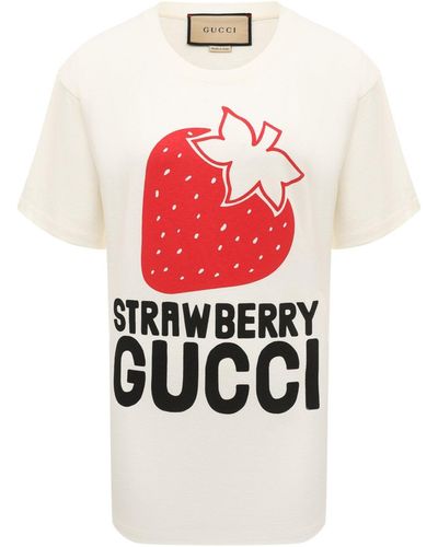 Gucci Strawberry Organic Cotton T-shirt - Red