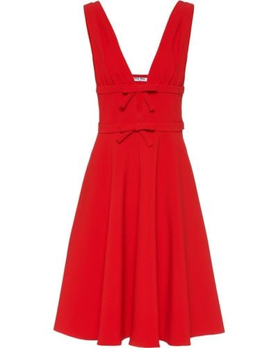 Miu Miu Bow-embellished Cady Dress - Red