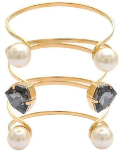 Helene Zubeldia Gold Swarovski Crystal Pearl Cuff Bracelet - Metallic