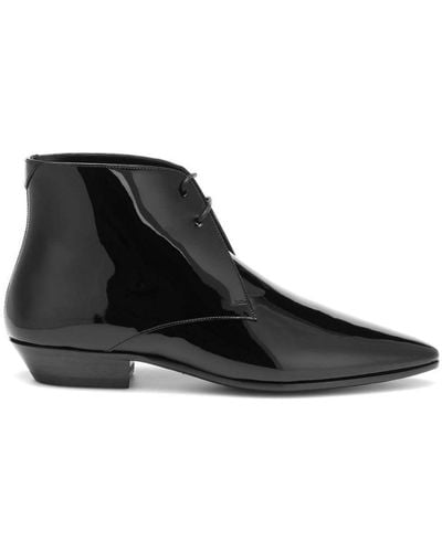 Saint Laurent Pathen Leather Ankle Boots - Black