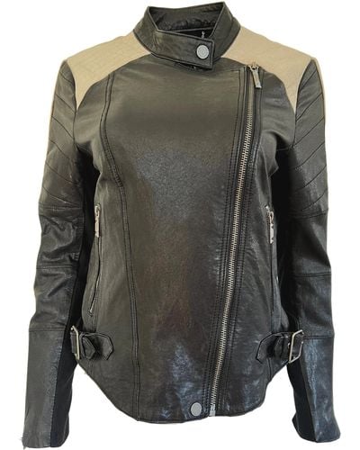 BCBGMAXAZRIA Moto Leather Jacket - Grey