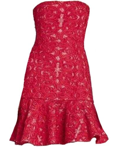 BCBGMAXAZRIA Marina Strapless Ruffle-hem Dress - Red