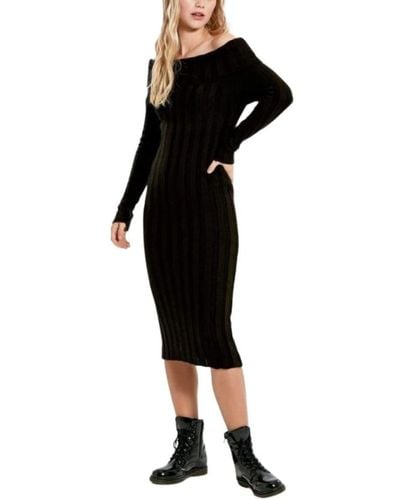 Cult Moda Black Bodycon Off Shoulder Dress