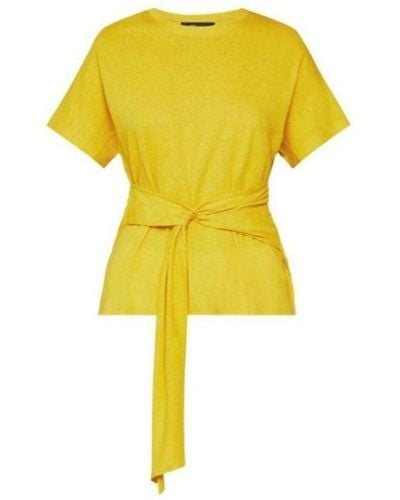 BCBGMAXAZRIA Linen Jersey Wrap Top - Yellow