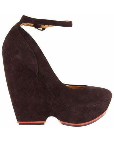 L.A.M.B. Brown Suede High Wedge Shoes