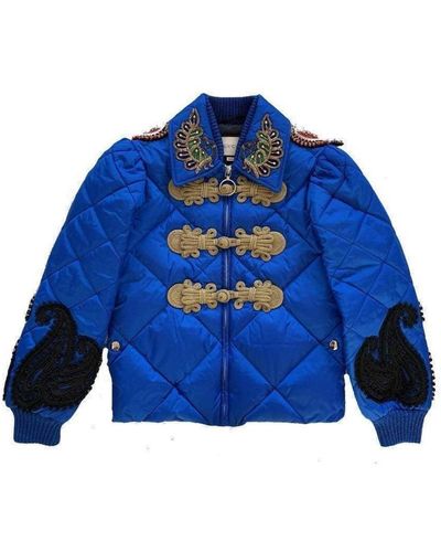 Gucci Quilted Bomber Jacket - Blue