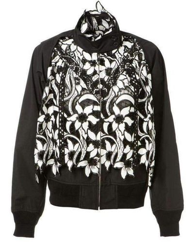 Sacai Broderie Anglaise Floral Cotton Jacket - Black