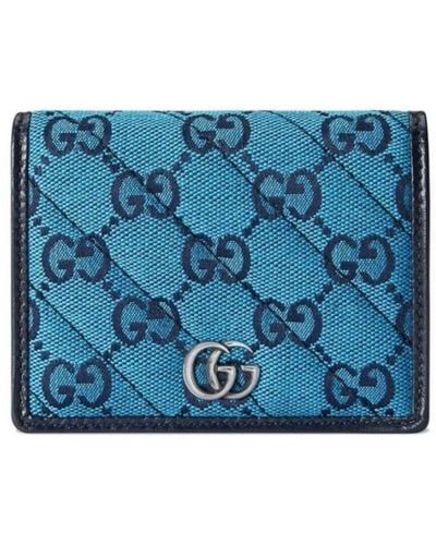 Gucci Blue Gg Marmont Multicolor Wallet