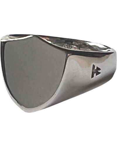 Tom Wood Shield Polished Silver Ring - Gray