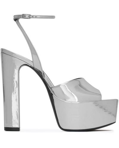 Saint Laurent Jodie 135 Patent Leather Platform Sandals - White
