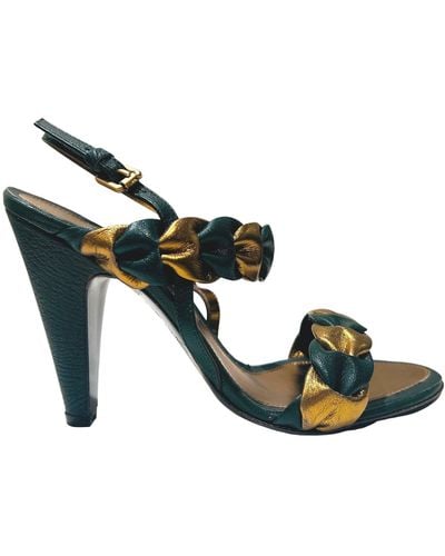 BCBGMAXAZRIA Green Gold Braided Leather Sandals - Black