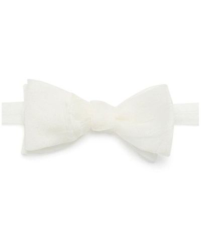 Title Of Work Silk Chiffon Bow Tie - White