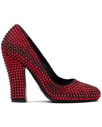 Prada Crystal Ruby Slipper Court Shoes - Red