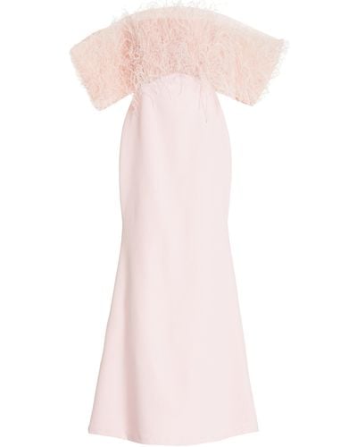 Aliétte Feather Trim Off-the-shoulder Gown - Pink