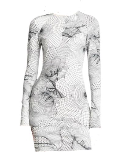 Christopher Kane Grid Floral Body Con Dress - White